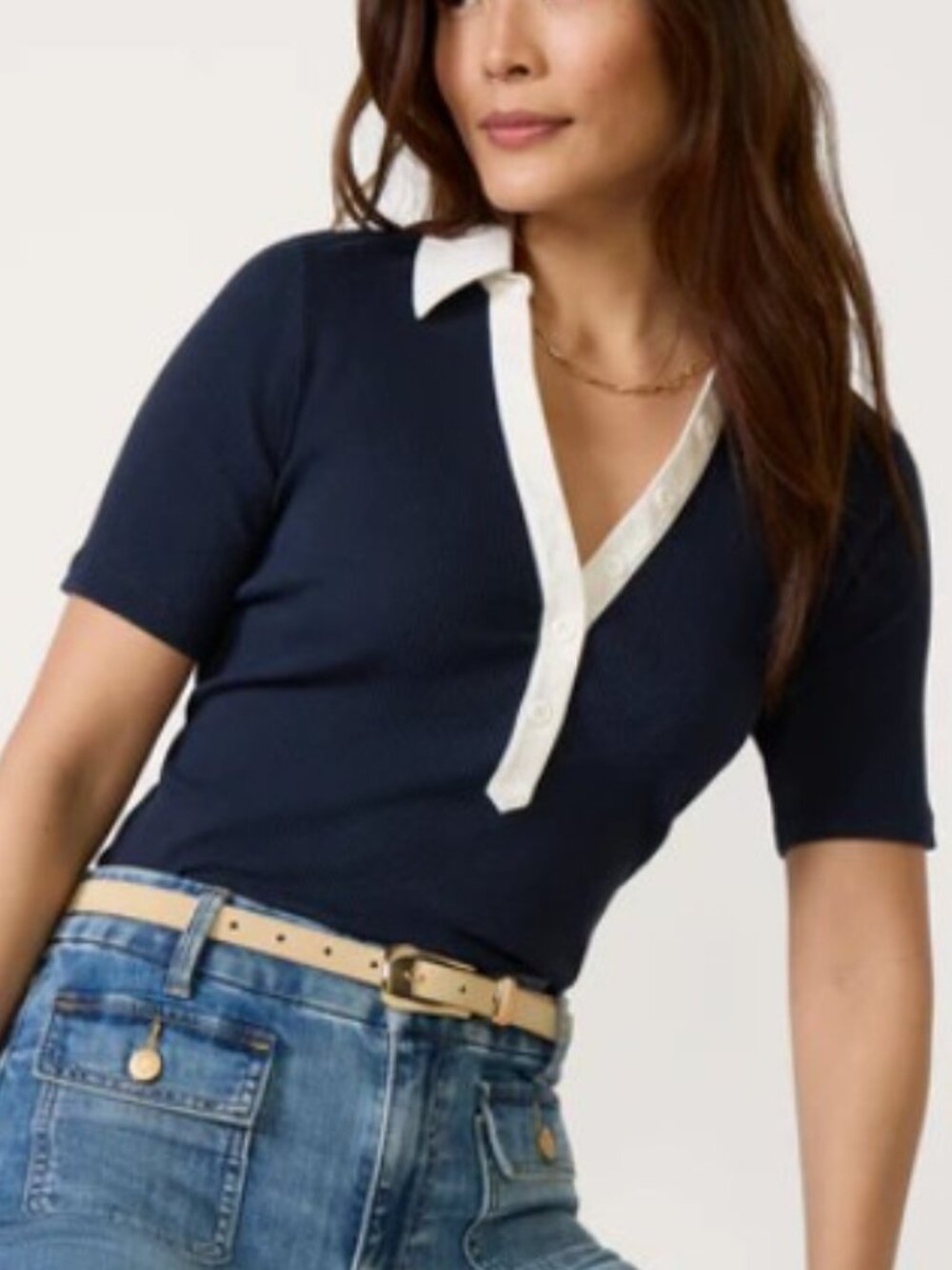 Evereve -Catie Ribbed Polo Top
